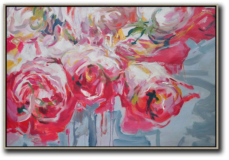 Horizontal Abstract Flower Painting Living Room Wall Art #ABH0A44